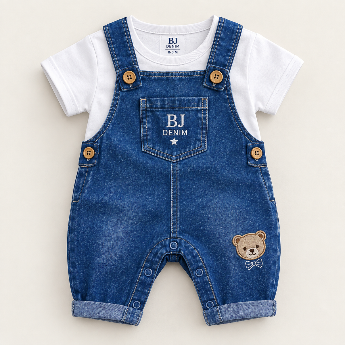 BJ Denim Newborn Denim Dungaree Set with T-Shirt