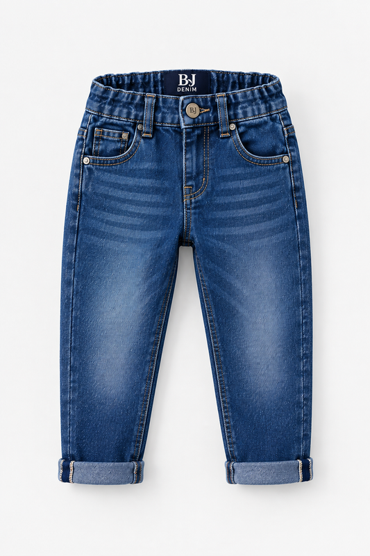 BJ Denim Classic Cuffed Blue Kids Jeans