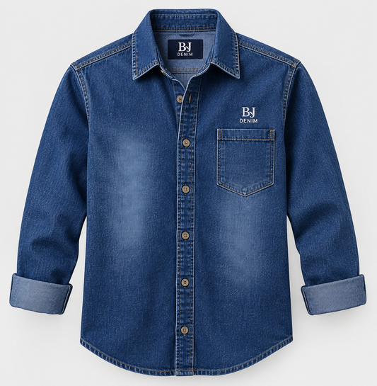 BJ Denim Classic Blue Denim Shirt for Kids