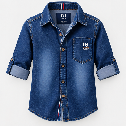 BJ Denim Premium Blue Denim Shirt for Kids